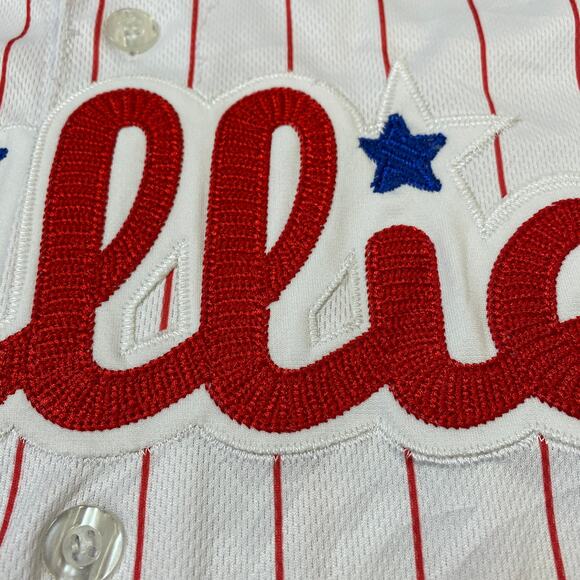 Authentic Majestic Coolbase Philadelphia Phillies #33 Pinstripe Jersey Cliff LEE - Picture 7 of 11